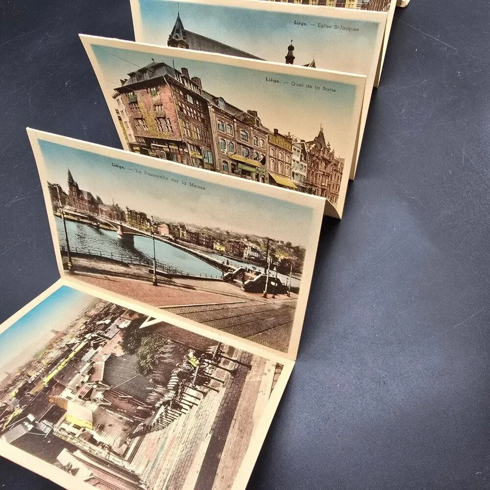 Vintage Liège Série 2 10 Colorized Postcard Views Accordion Set CR2007